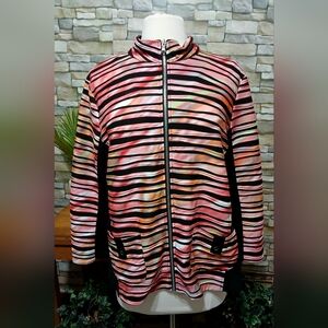 Womens Large Toni‎ Morgan Striped Multicolor Zip-Up Jacket